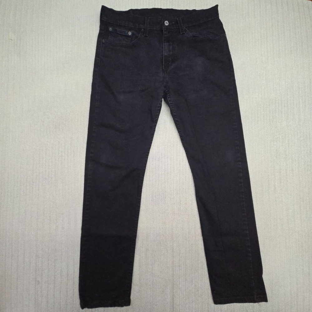 Levi's 502 Jeans Mens 31X32 Black Denim Regular Taper Leg Dark Wash